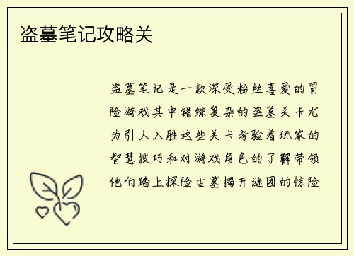 盗墓笔记攻略关